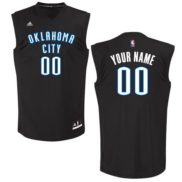 Men Oklahoma City Thunder Adidas Black Custom Chase NBA Jersey